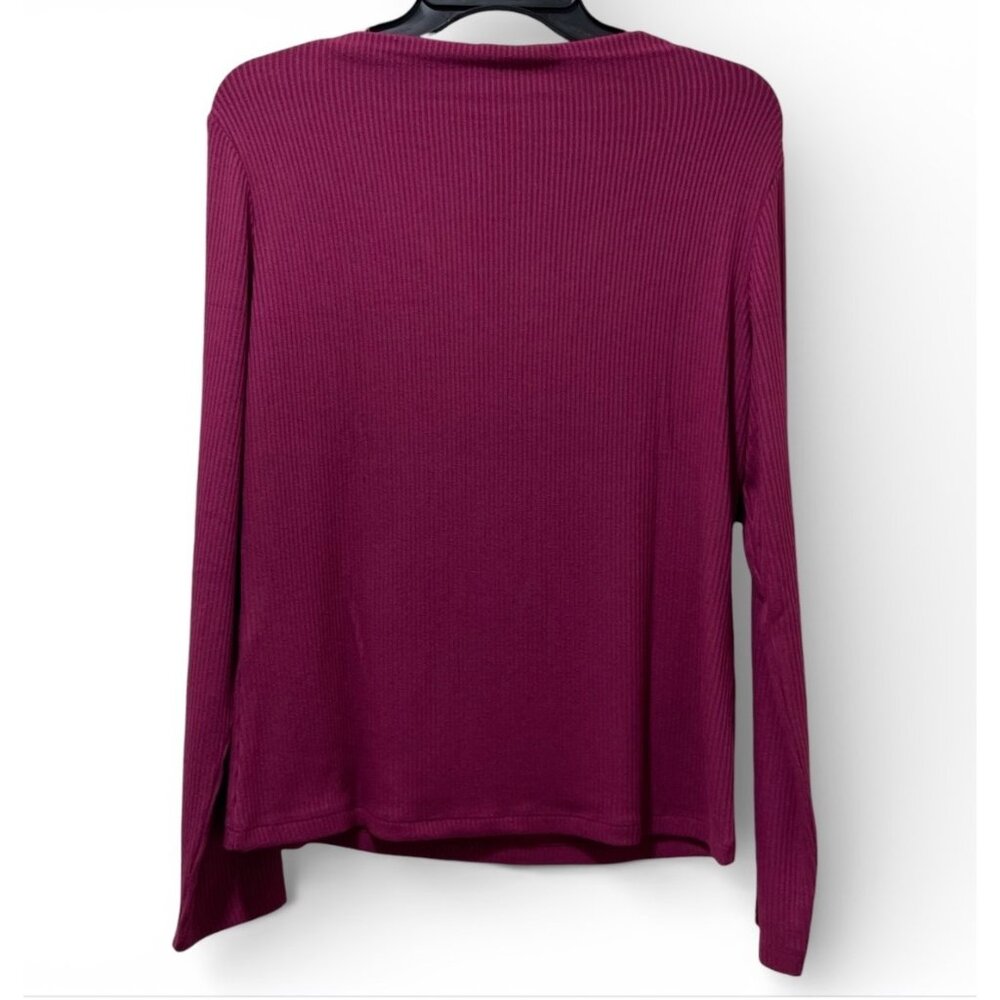 Banana Republic Womens Medium Ribbed Knit Top Red Long Sleeve Boat Neck NWT - Picture 3 of 12